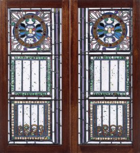 A pair of leaded glass windows