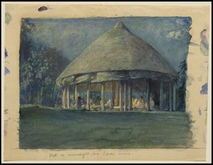 Hut in Moonlight, Iva, Savaii, October 1890 by John La Farge or Lafarge