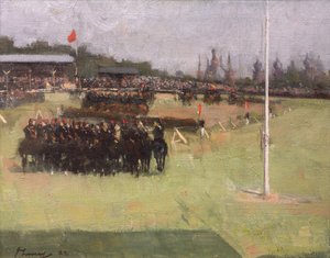 The Musical Ride of the 15th Hussars during the Military Tournament at the Glasgow International Exhibition 1888 by John Lavery