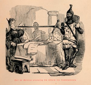 Earl de Warenne producing his title to the Commissioners