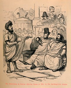 His Excellency Q. Fabius offering Peace or War to the Carthaginian Senate, 1852 by John Leech