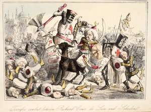 Terrific Combat between Richard Coeur de Lion and Saladin, from The Comic History of England by John Leech