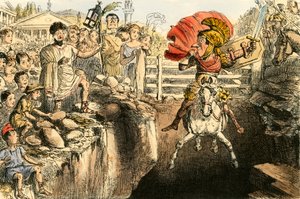 The Gallant Curtius Leaping into the Gulfs by John Leech