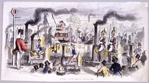 View of Hyde Park that satirises the advent of the steam locomotive, London by John Leech
