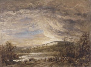 A River Landscape, Sunset