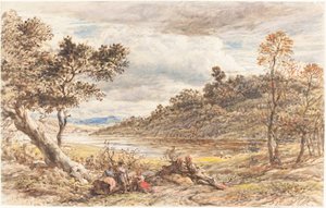 Travelers Resting by a Fallen Tree by John Linnell