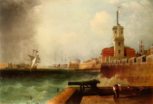 High tide below the Battery, Portsmouth Harbour, 1846 by John Lynn