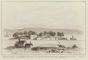 Bedlow Island from Communipaw Av., Jersey City, N.J., 1861