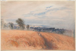 Two Figures Crossing a Wheatfield by John Martin