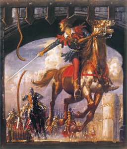 Robin Hood Being Chased by Norman Soldiers by John Millar Watt