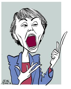 Camille Paglia, caricature by John Minnion