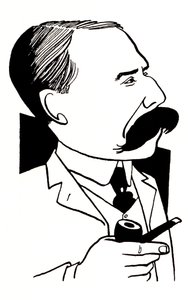 Edward Elgar - caricature holding pipe by John Minnion