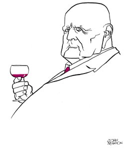Jean Sibelius as an old man with glass of wine