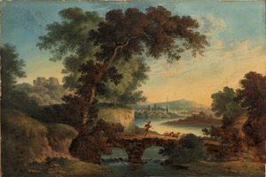 Landscape with Castle and Bridge, about 1808-20