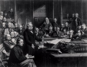 The House of Commons in 1860: Lord Palmerston Addressing the House During the Debate on the Treaty with France, Engraved by Falkner, 1863 by John Phillip