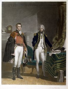 A meeting between Major-General Sir Arthur Wellesley and Vice-Admiral Horatio Nelson, September 1805, engraved by Samuel William Reynolds by John Prescott (after) Knight