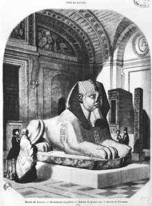 The Pink Granite Sphinx in the Egyptian rooms in the Louvre Museum, illustration from 