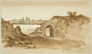 Temporary bridge on the Coronation Road opposite the New Gaol, c.1821 by John Reverend Eden