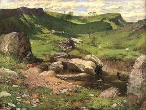 A Rocky Stream in a Mountainous Landscape