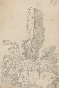 Perpendicular Rock and Trees by John Robert Cozens