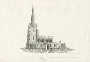 Uttoxeter Church [Old]: pen and ink drawing, 1836 by John Robert Fernyhough