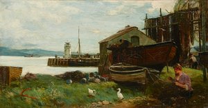 Mending the Nets, Ardrishaig by John Robertson Reid