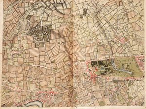 Map of Acton, Paddington, Hyde Park and Kensington by John Rocque