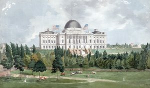 West Front of the United States Capitol with Cows in the Foreground 1831 by John Rubens Smith