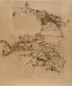 Fribourg, Switzerland: Pen sketch, July or August - September 1856 by John Ruskin