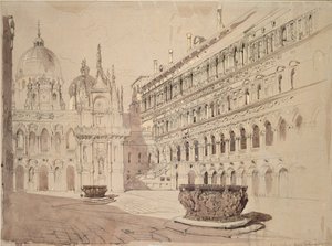 The Court of the Ducal Palace, Venice, May 1841 by John Ruskin