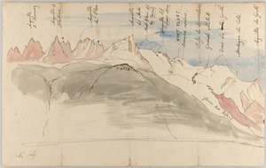The Mont Blanc Range from Near Chamonix; Sketches of the Mont Blanc Range from the Tapia Above Chamonix, Seen from Geneva, and Seen from the Dole by John Ruskin