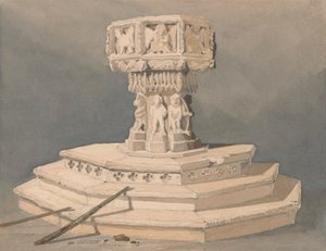 Font at Happisburgh Church, Norfolk by John Sell Cotman