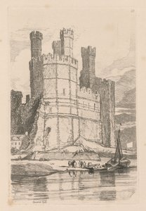 Liber Studiorum: Plate 28, Caernarvon Castle, N. Wales, 1838 by John Sell Cotman