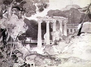 Classical Colonnade in a Woody Landscape