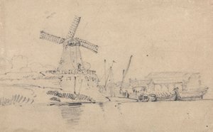 River and Windmill by John Sell Cotman