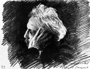 Portrait of Gabriel Fauré (1845 - 1924), French composer. Charcoal by his friend John Singer Sargent (1898) by John Singer Sargent