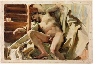 Study of a Male Nude Reclining by John Singer Sargent