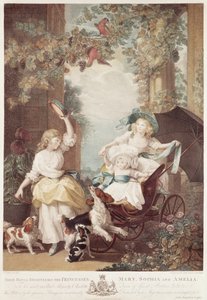 Princesses Mary, Sophia, and Amelia, Daughters of George III, Engraved by Francesco Bartolozzi