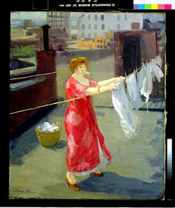 Red Kimono on the Roof by John French Sloan