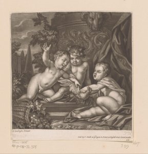Three Cupids with a Bird by attributed to John Smith