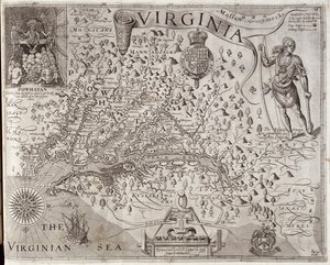 Map of Virginia, discovered and described by Captain John Smith, 1606, engraved by William Hole, published 1612