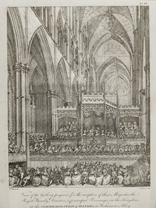 Concert to commemorate the 25th anniversary of the death of George Frederick Handel (1685-1759) - View of the Gallery prepared for the reception of their Majesties the Royal Family