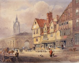 Old Buildings, Union Street and Corn Exchange before Town Hall was Built by John Storey