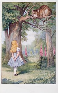 Alice and the Cheshire Cat, Alice’s Adventures in Wonderland and Through the Looking-Glass and What Alice Found There, by Lewis Carroll (1832-98), Published 1911 (Coloured Lithograph)