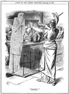 Britannia holding back Cholera at British ports by John Tenniel