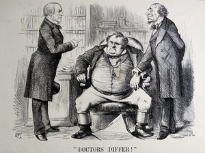 Political satire depicting William Ewart Gladstone, Benjamin Disraeli and John Bull by John Tenniel