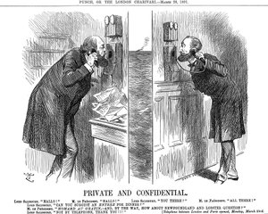Private and Confidential, Opening of the Anglo-French Telephone Line, 1891 by John Tenniel