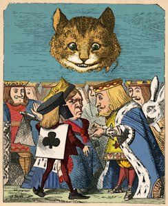 The Cheshire Cat looking down at the Red King and Queen having an argument, 1889 by John Tenniel