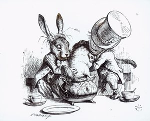 The Mad Hatter and the March Hare Putting the Dormouse in the Teapot, Illustration from 