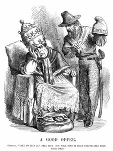 Unification of Italy: Giuseppe Garibaldi trying to persuade Pope Pius IX